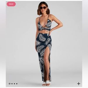 Tropical palm leaf crop top and matching skirt- Windsor
